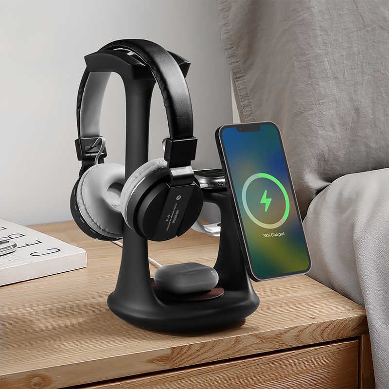Creative Three-in-one Magnetic Wireless Charging Headphone and Mobile Phone Holder