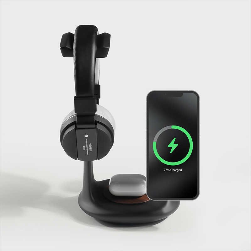 Creative Three-in-one Magnetic Wireless Charging Headphone and Mobile Phone Holder - Image 2